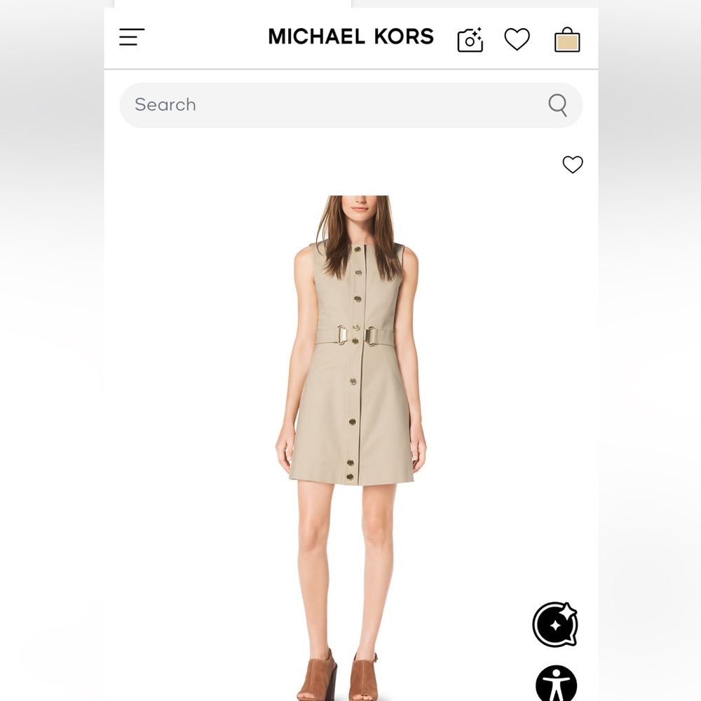 EUC - Michael Kors Tan Sleeveless Snap Front Stretch Cotton Dress